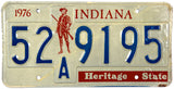 1976 Indiana Bicentennial License Plate in Very Good Plus condition