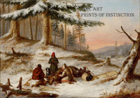 Art Print of Moose Hunters painted by Canadian artist Cornelius Krieghoff