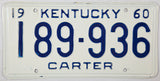 1960 Kentucky License Plate Excellent Condition