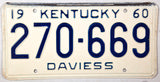 1960 Kentucky License Plate NOS Very Good Plus