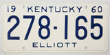 1960 Kentucky License Plate Very Good Plus