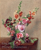 archival Botanical art Print of Hollyhocks by Henri Fantin Latour