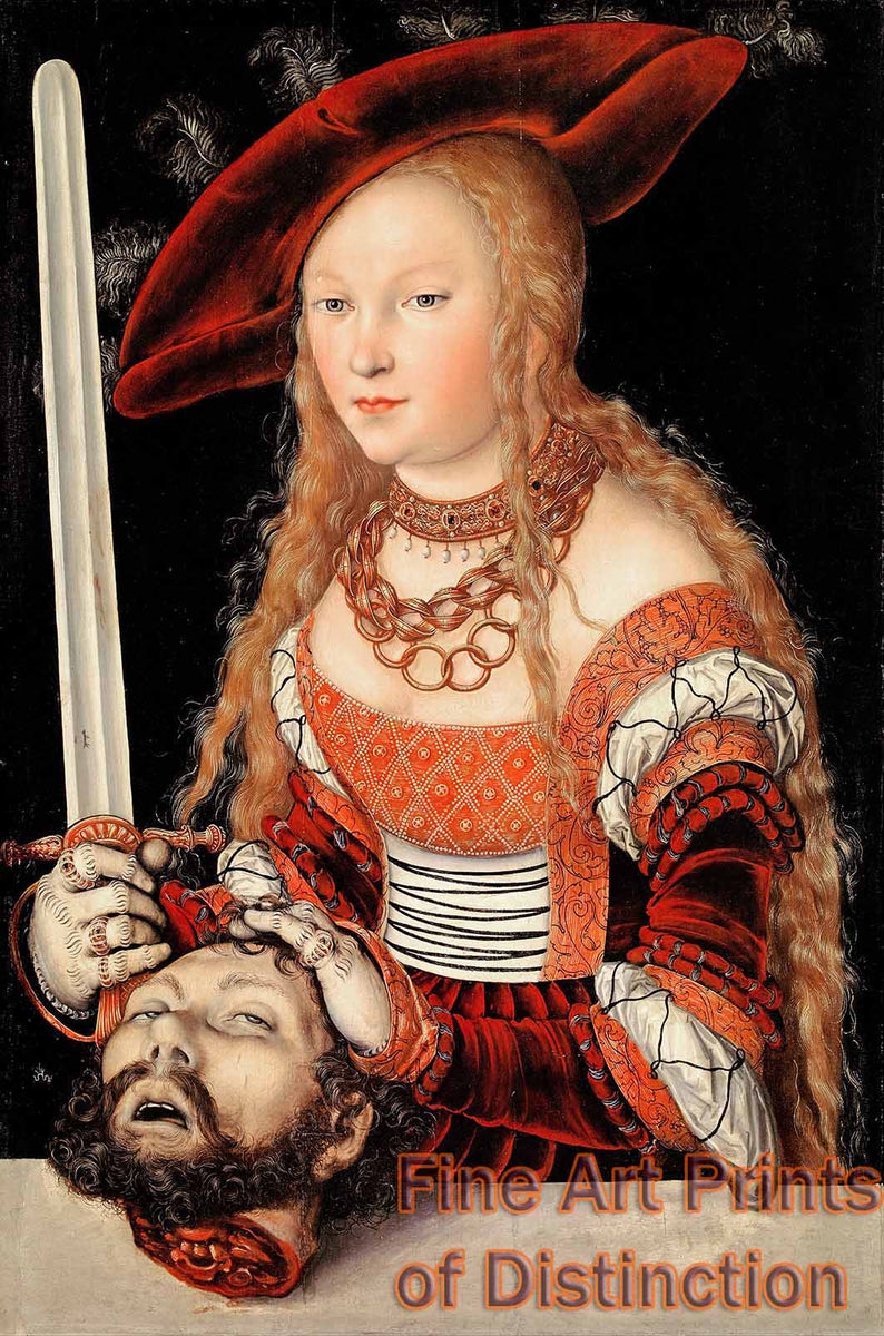 An archival premium Quality Art Print of Judith with the Head of Holofernes by Lucas Cranach the Elder