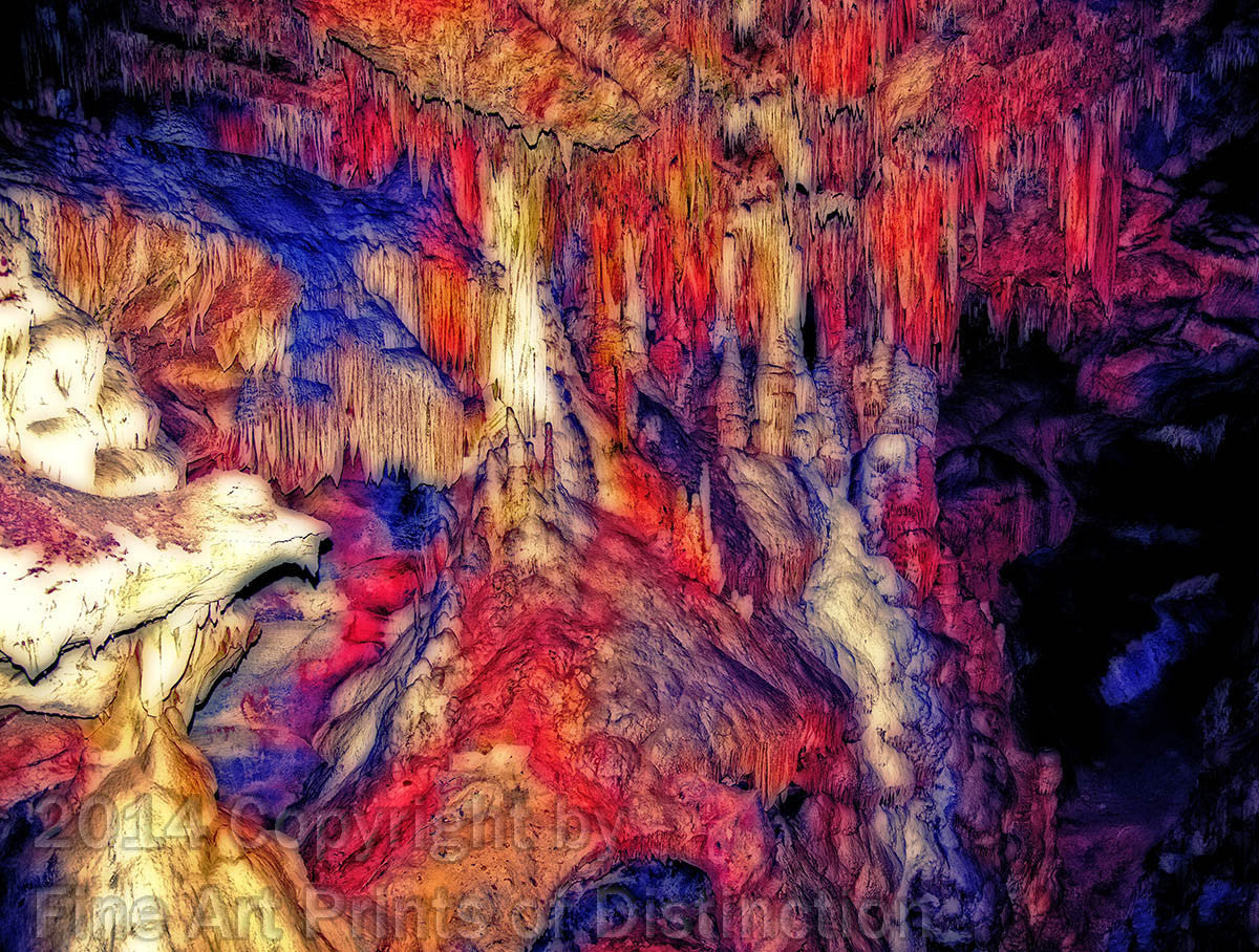 Pluto's Chasm Cave Formation in Luray Caverns with added color Art Print
