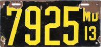 1913 Maryland License Plate