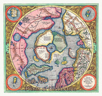1606 Mercator Hondius Map of the Arctic and North Pole Art Print