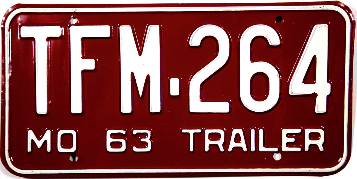 1963 Missouri Trailer License Plate