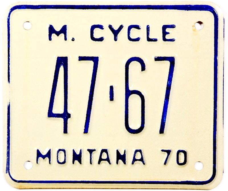 1970 Montana Motorcycle License Plate