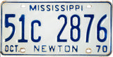 1970 Mississippi License Plate