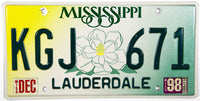 1998 Mississippi License Plate