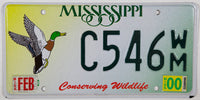 2000 Mississippi Mallard Duck Conserving Wildlife License Plate