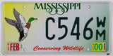 2000 Mississippi Mallard Duck Conserving Wildlife License Plate