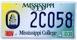2003 Mississippi College License Plate