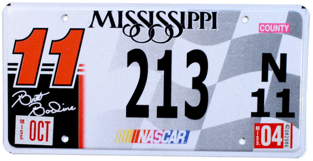 2004 Mississippi Brett Bodine Nascar License Plate