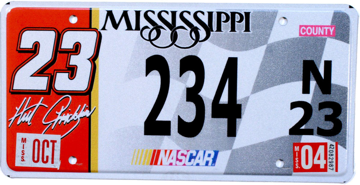 2004 Mississippi Hut Stricklin Nascar License Plate