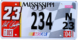 2004 Mississippi Hut Stricklin Nascar License Plate