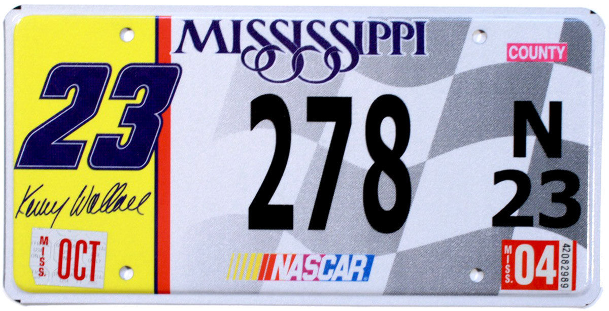 2004 Mississippi Kenny Wallace Nascar License Plate