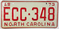 1973 North Carolina License Plate in NOS Excellent condition
