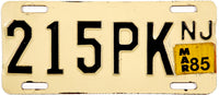 1985 New Jersey Motorcycle License Plate