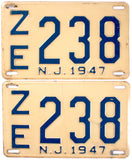 1947 New Jersey License Plates