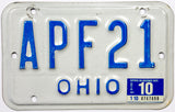 1991 Ohio Motorcycle License Plate in excellent minus condition