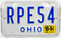 1994 Ohio Motorcycle License Plate