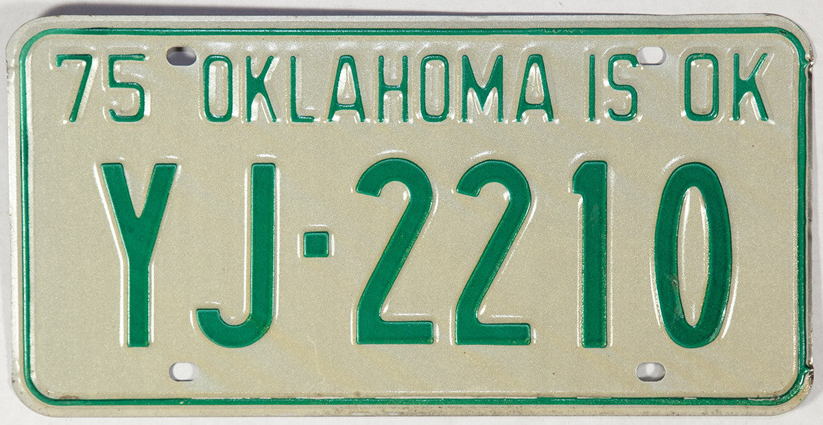 1975 Oklahoma License Plate Excellent Plus condition