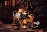 Fox and Poultry painted by Paul De Vos Art Print
