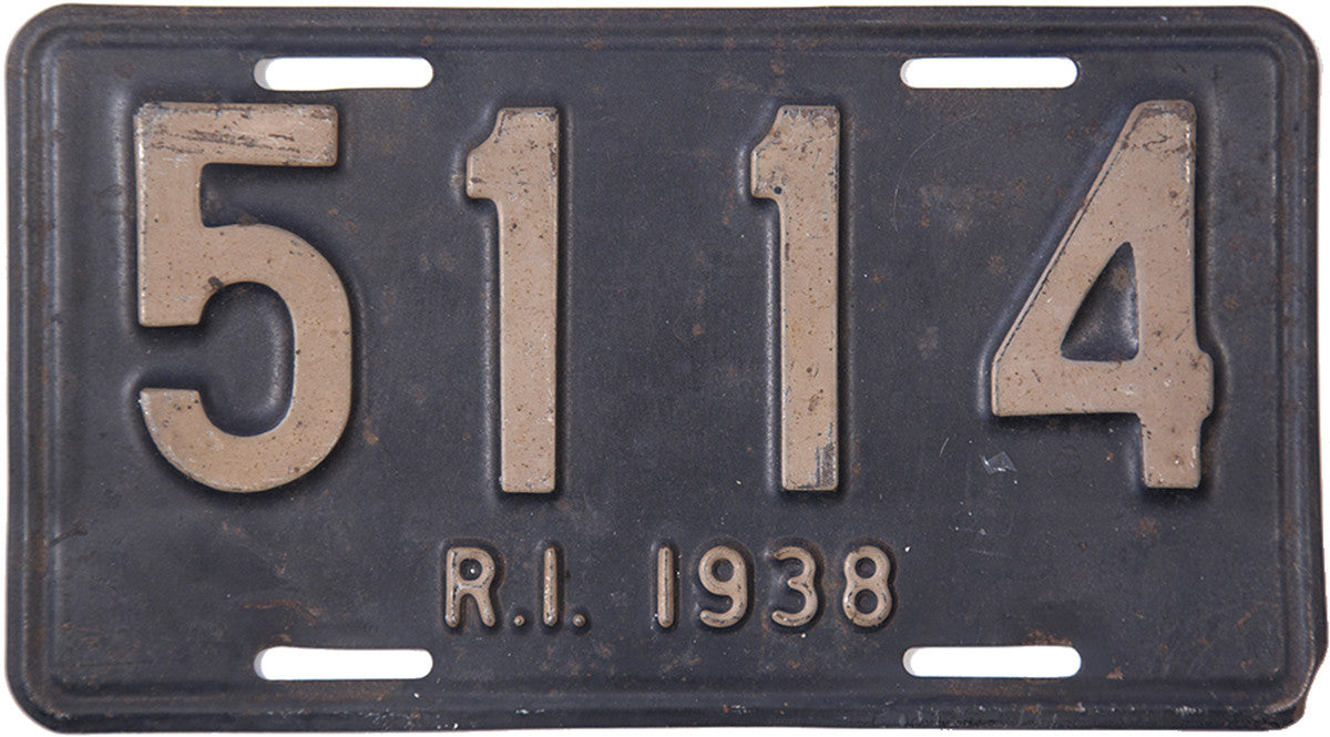 1938 Rhode Island car License Plate in very good condition