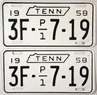 1958 Tennessee Truck License Plates