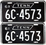 1961 Tennessee License Plates in Excellent Minus condition