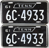 1961 Tennessee License Plates in very good plus condition