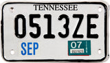 2007 Tennessee Motorcycle License Plate in excellent plus condition