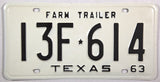 1963 Texas Farm Trailer License Plate in excellent minus condition