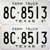 1967 Texas Farm Truck License Plates