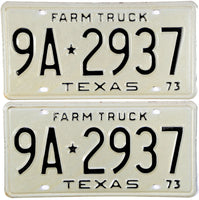 1973 Texas Farm Truck License Plates