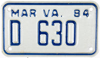 1984 Virginia Motorcycle Dealer License Plate