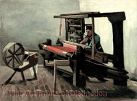 art Print of Weaver Facing Left with Spinning Wheel by Vincent Van Gogh 