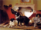 Art Print of Reading Man with Two Dogs painted by Wouterus Verschuu