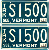 1971 Vermont Truck License Plates