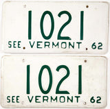 1962 Vermont License Plates