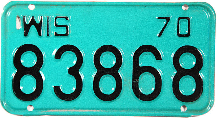 1970 Wisconsin Motorcycle License Plate