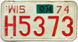 1974 Wisconsin Motorcycle License Plate