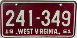 1960 West Virginia License Plate Excellent Minus condition