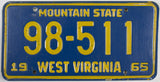 1965 West Virginia License Plate Very Good Plus