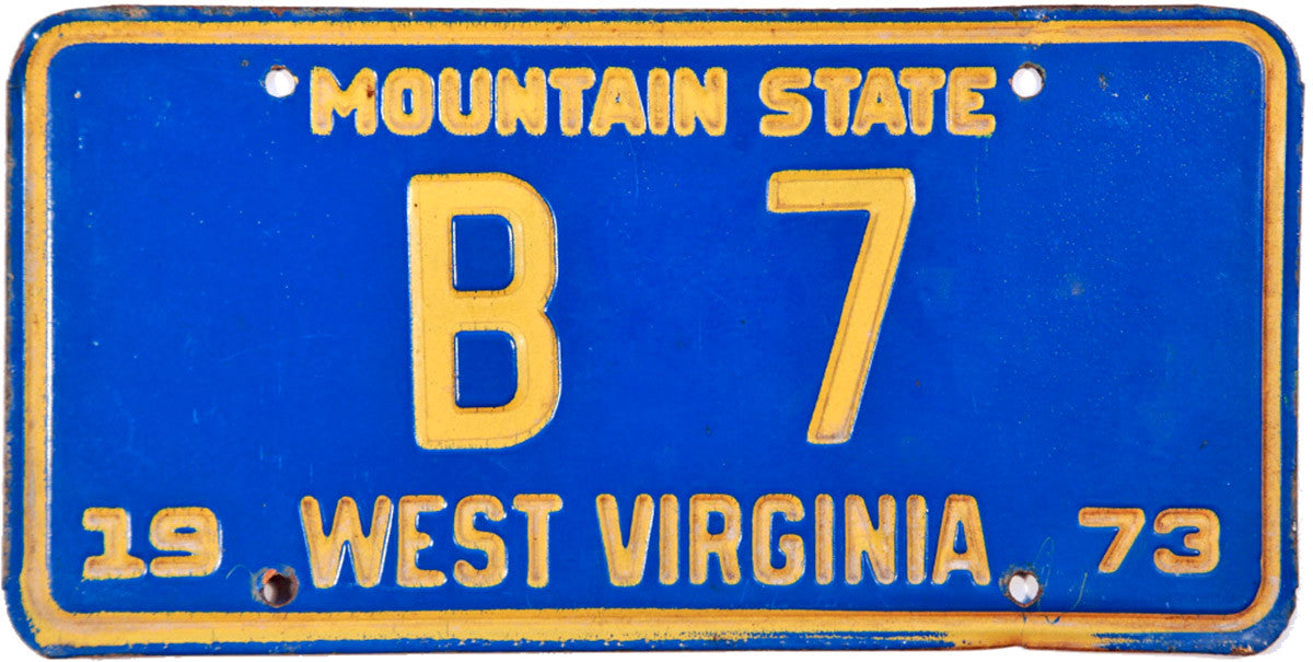 1973 West Virginia Truck License Plate DMV #B-7