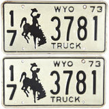 1973 Wyoming License Plates in Excellent Minus condition
